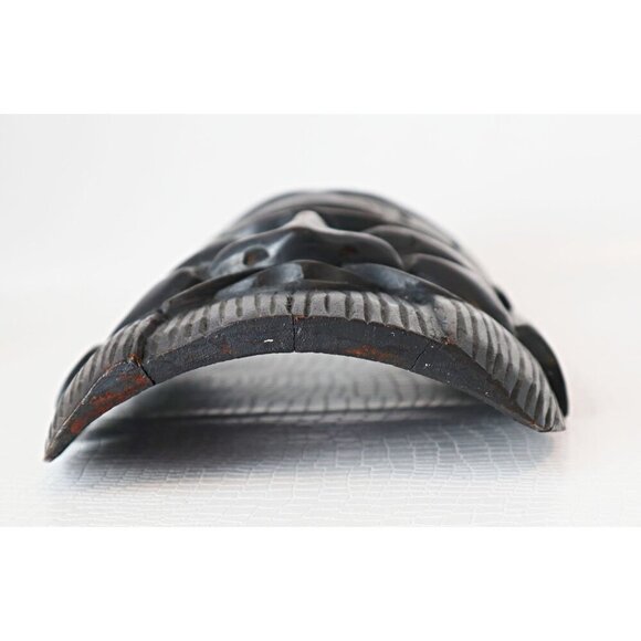 Vintage Hand-Carved Wooden Wall Mask With Bearded Face Design - Picture 2 of 6